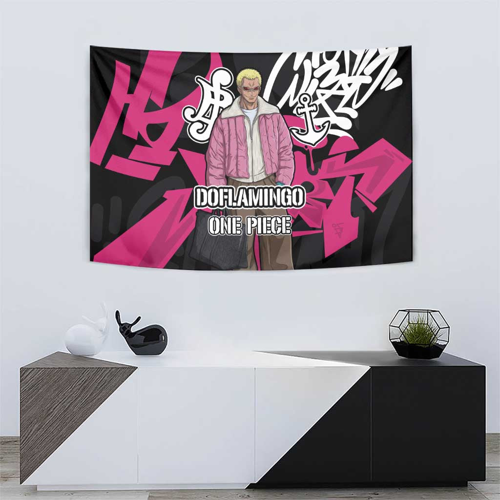 Donquixote Doflamingo One Piece Tapestry Graffiti Street Art Anime Collage