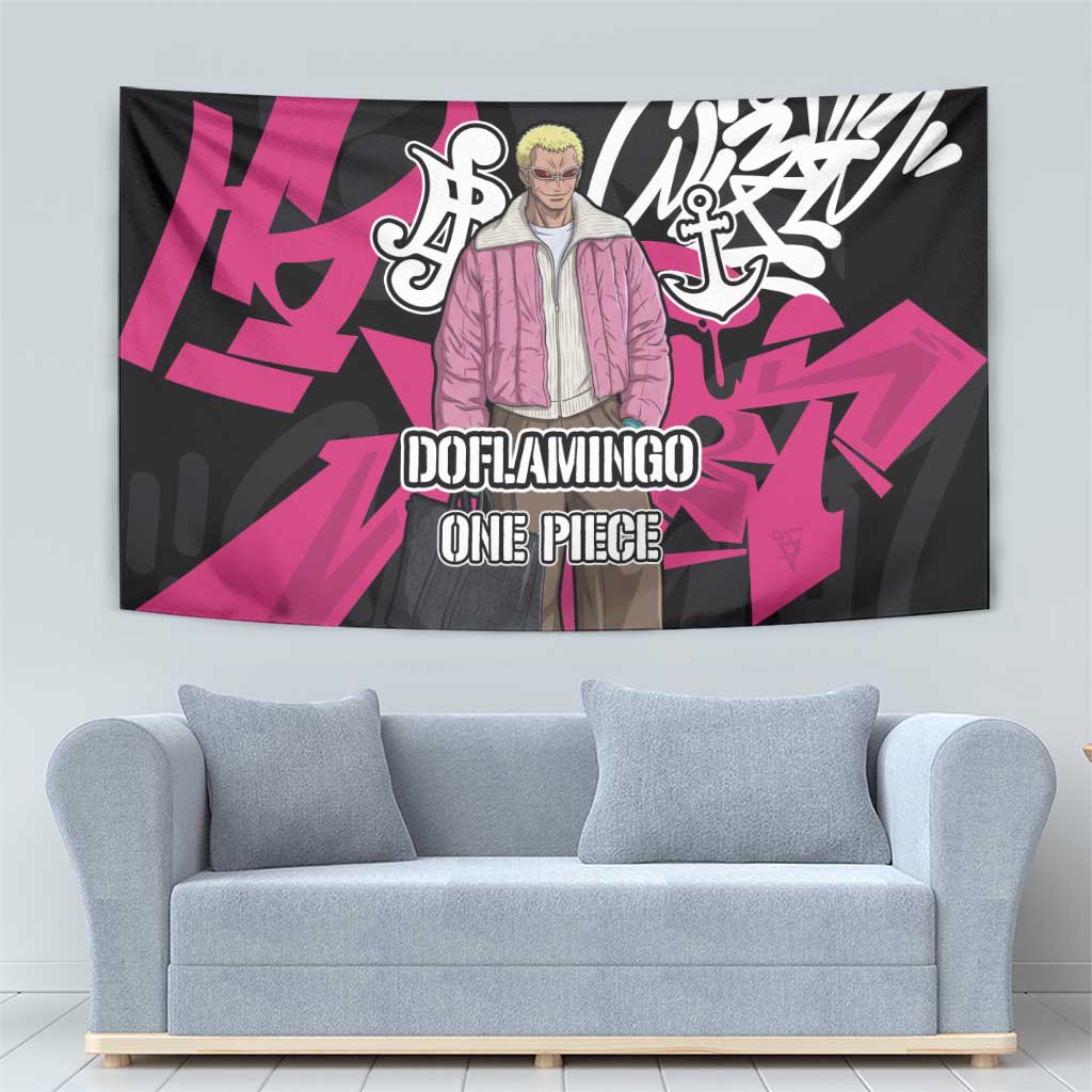 Donquixote Doflamingo One Piece Tapestry Graffiti Street Art Anime Collage