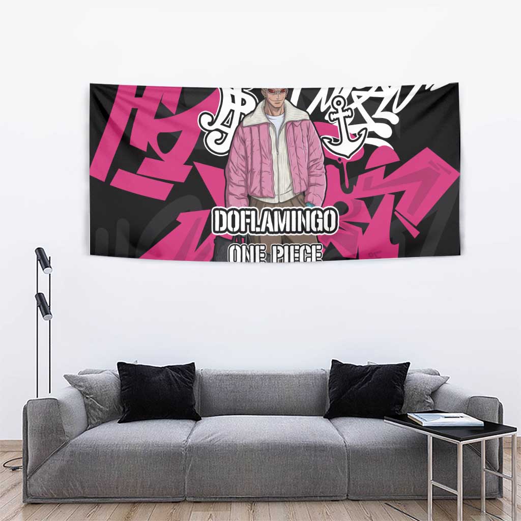Donquixote Doflamingo One Piece Tapestry Graffiti Street Art Anime Collage