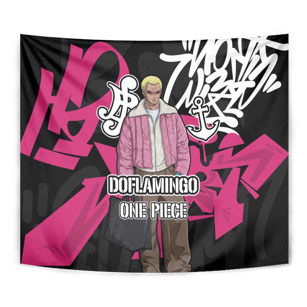 Donquixote Doflamingo One Piece Tapestry Graffiti Street Art Anime Collage