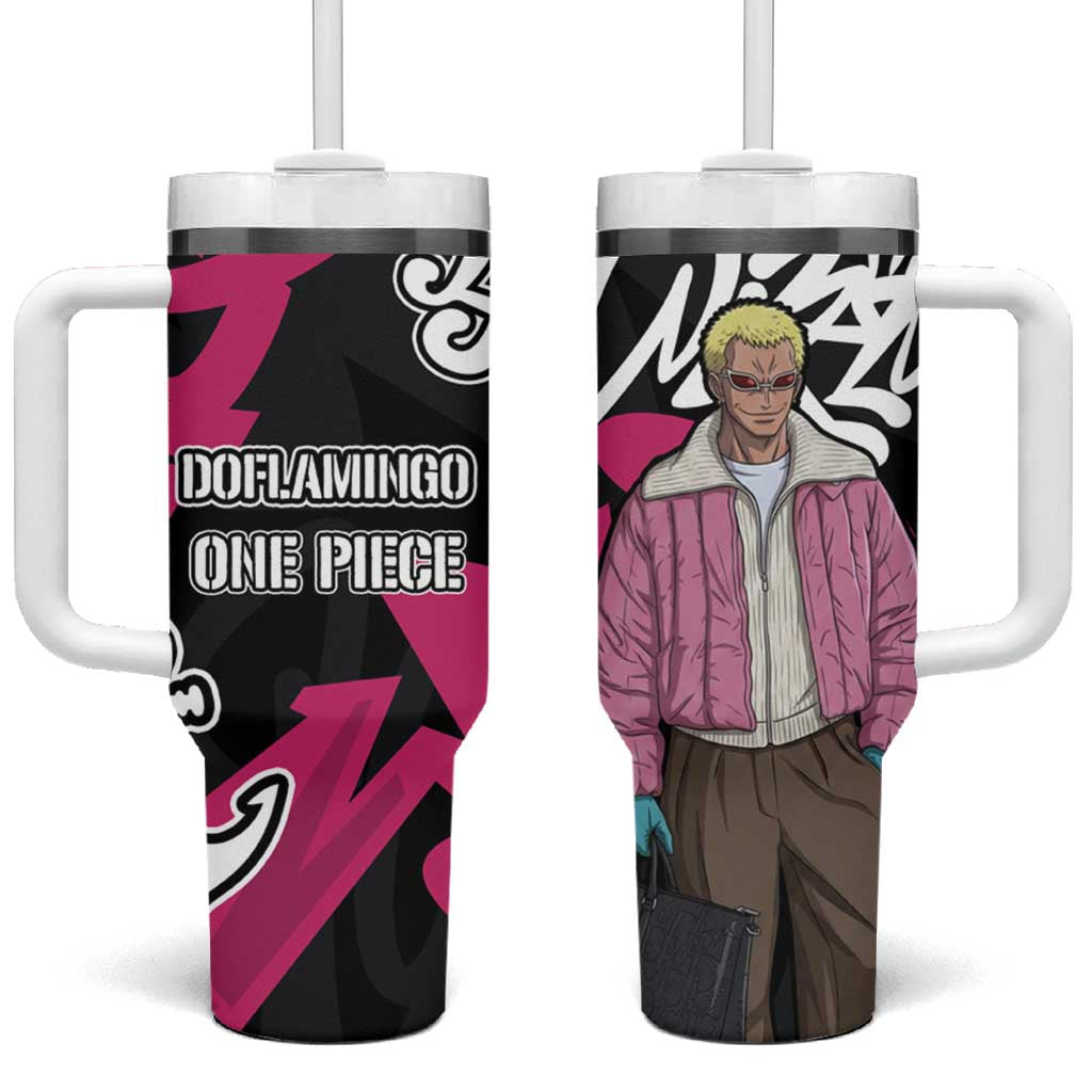 Donquixote Doflamingo One Piece Tumbler With Handle Graffiti Street Art Anime Collage