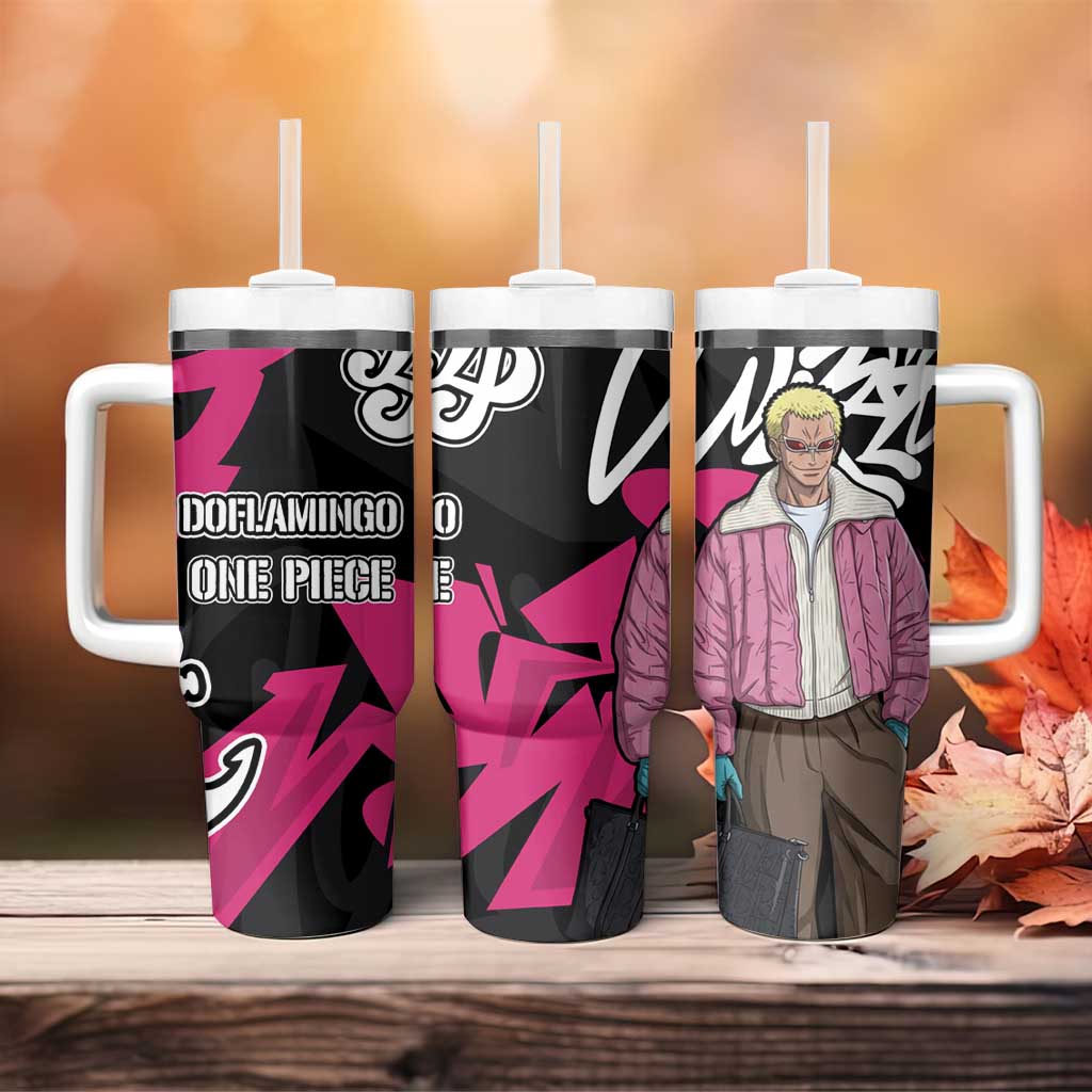 Donquixote Doflamingo One Piece Tumbler With Handle Graffiti Street Art Anime Collage