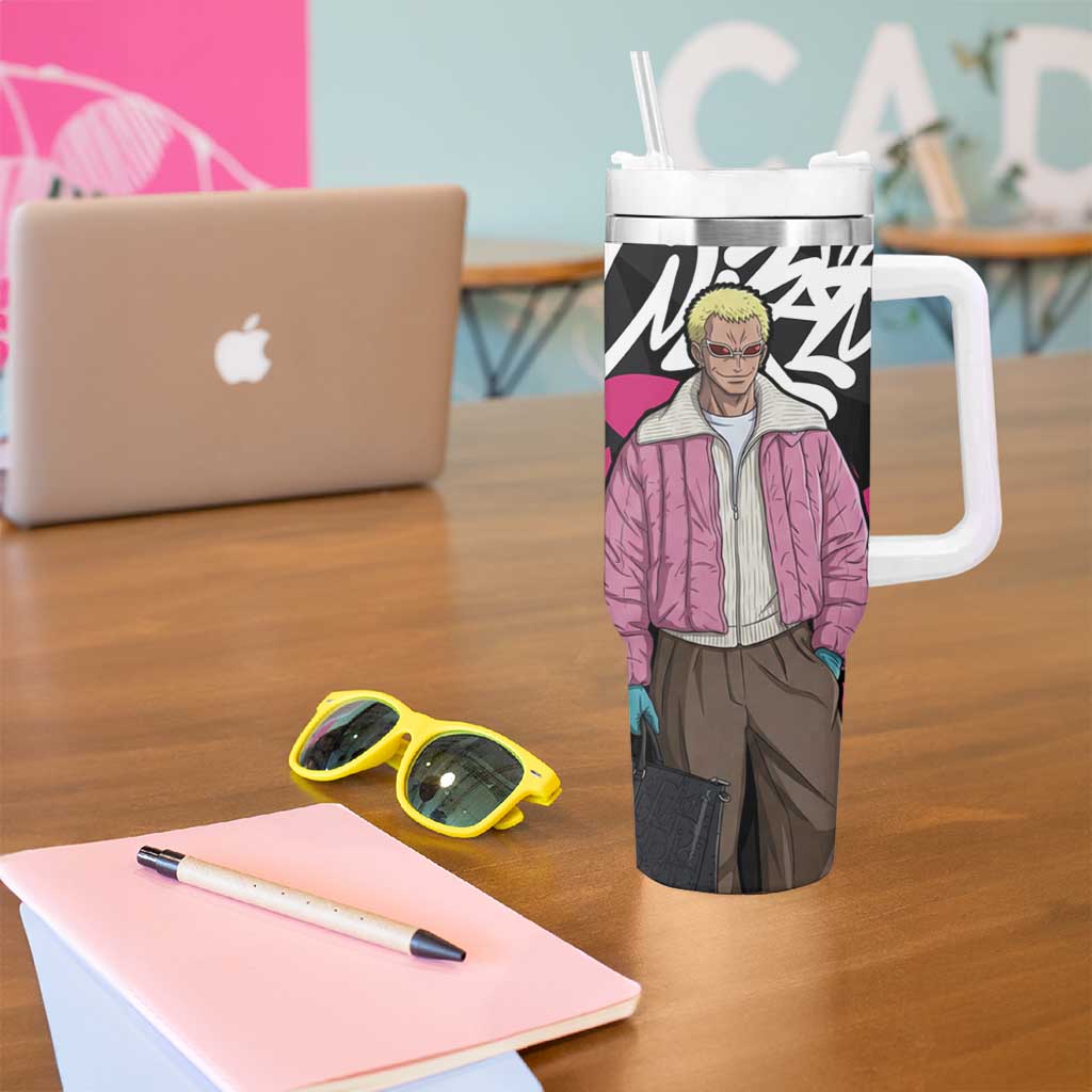 Donquixote Doflamingo One Piece Tumbler With Handle Graffiti Street Art Anime Collage