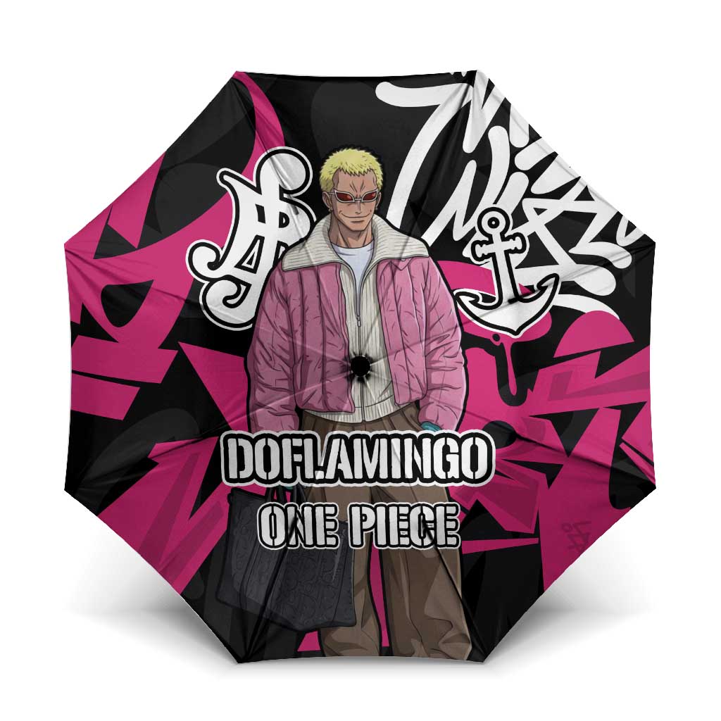 Donquixote Doflamingo One Piece Umbrella Graffiti Street Art Anime Collage