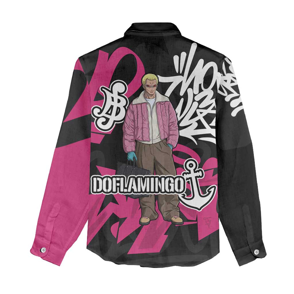 Donquixote Doflamingo One Piece Women Casual Shirt Graffiti Street Art Anime Collage