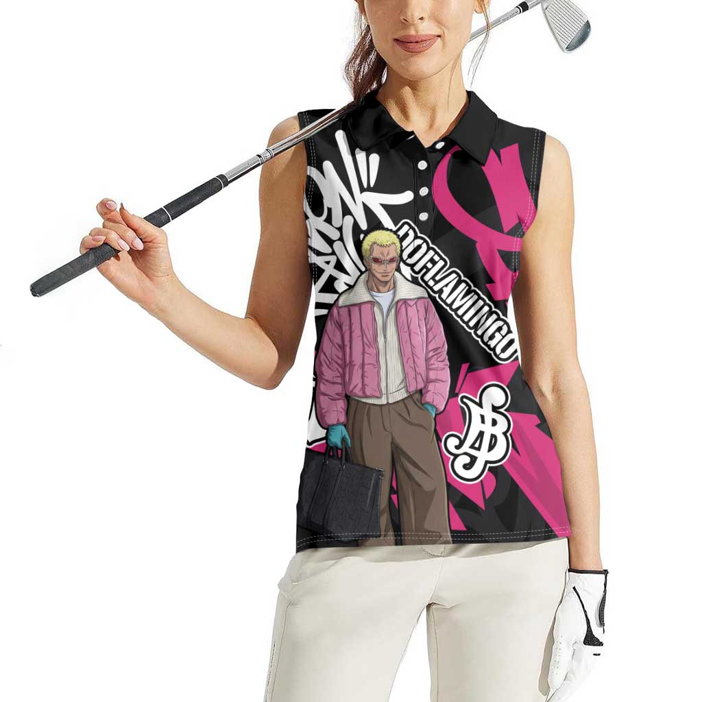 Donquixote Doflamingo One Piece Women Sleeveless Polo Shirt Graffiti Street Art Anime Collage