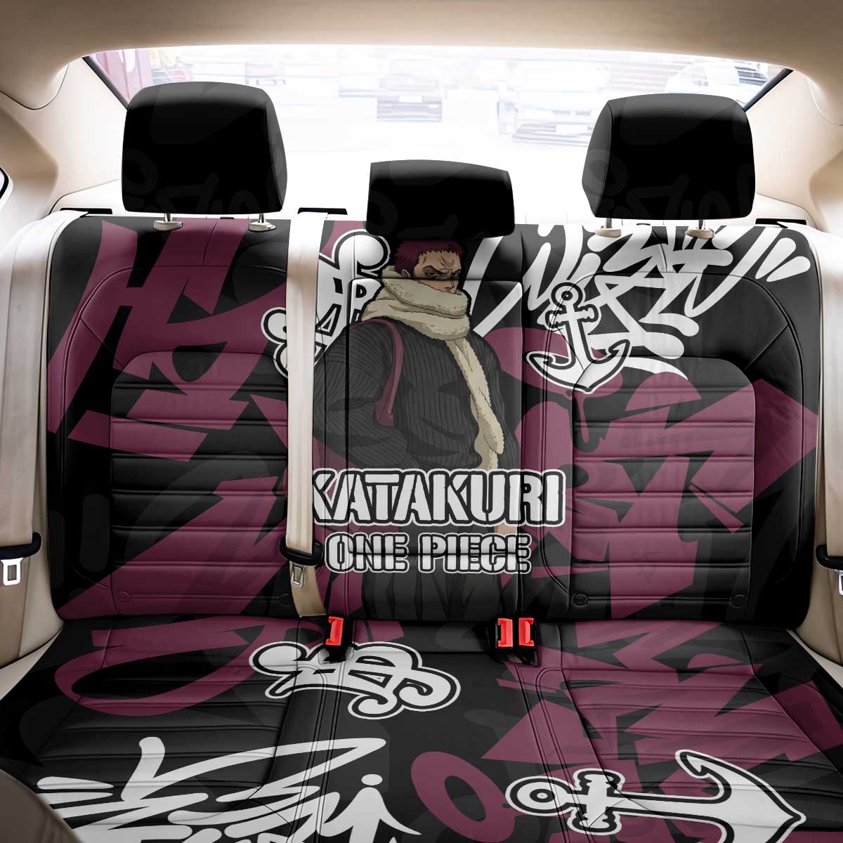 Charlotte Katakuri One Piece Back Car Seat Cover Graffiti Street Art Anime Collage
