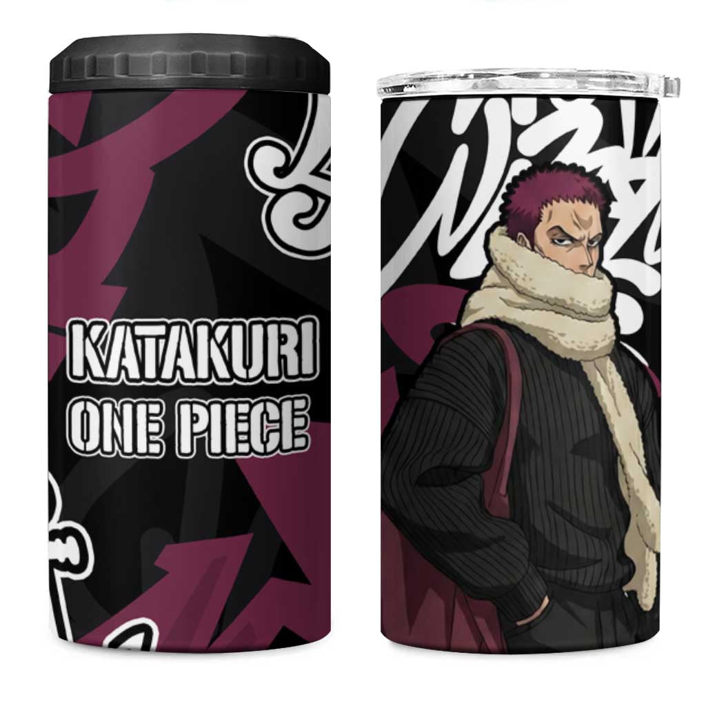 Charlotte Katakuri One Piece 4 in 1 Can Cooler Tumbler Graffiti Street Art Anime Collage