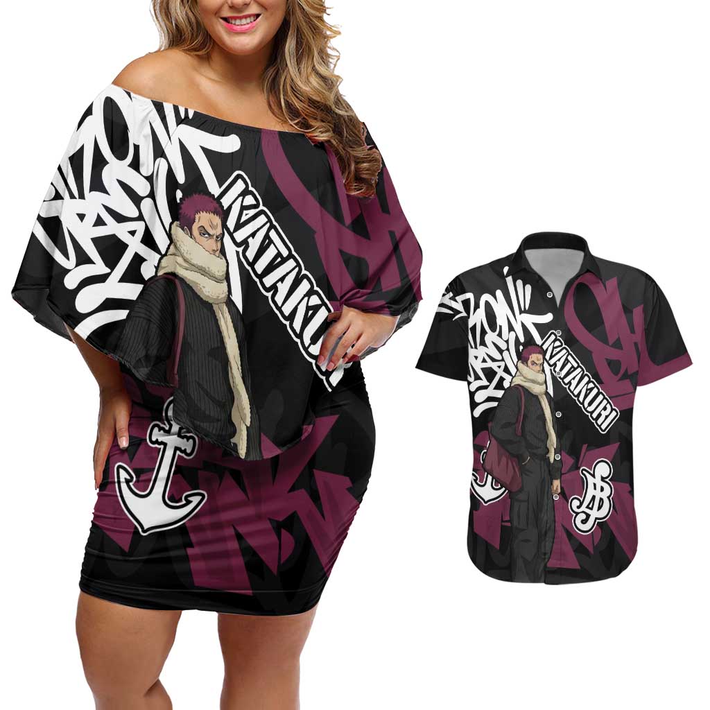 Charlotte Katakuri One Piece Couples Matching Off Shoulder Short Dress and Hawaiian Shirt Graffiti Street Art Anime Collage