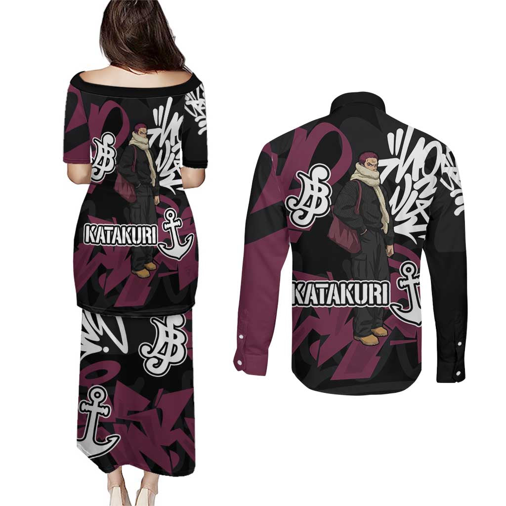 Charlotte Katakuri One Piece Couples Matching Puletasi and Long Sleeve Button Shirt Graffiti Street Art Anime Collage