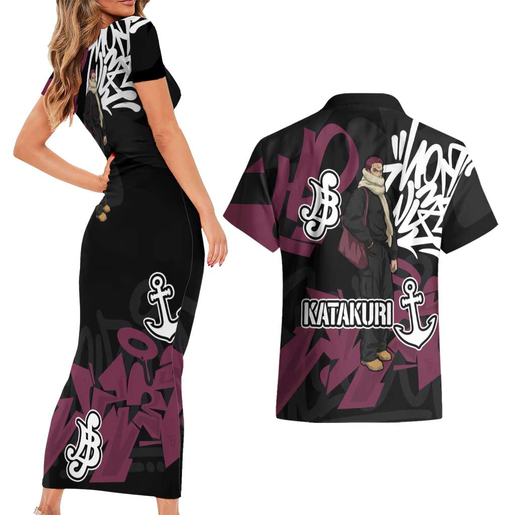Charlotte Katakuri One Piece Couples Matching Short Sleeve Bodycon Dress and Hawaiian Shirt Graffiti Street Art Anime Collage