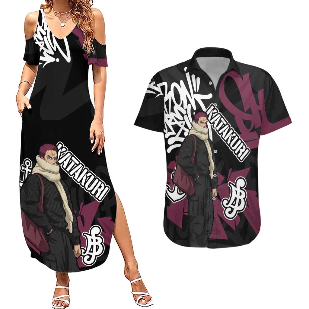 Charlotte Katakuri One Piece Couples Matching Summer Maxi Dress and Hawaiian Shirt Graffiti Street Art Anime Collage