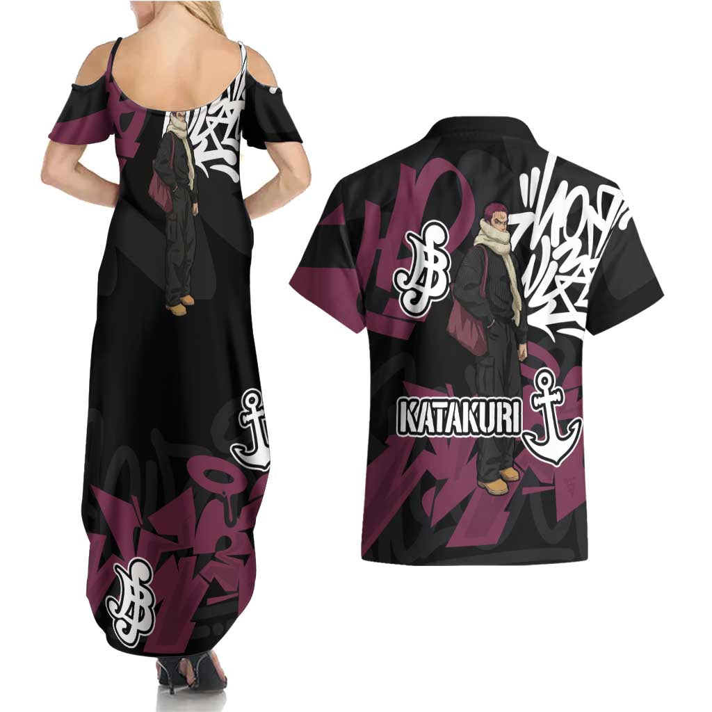 Charlotte Katakuri One Piece Couples Matching Summer Maxi Dress and Hawaiian Shirt Graffiti Street Art Anime Collage