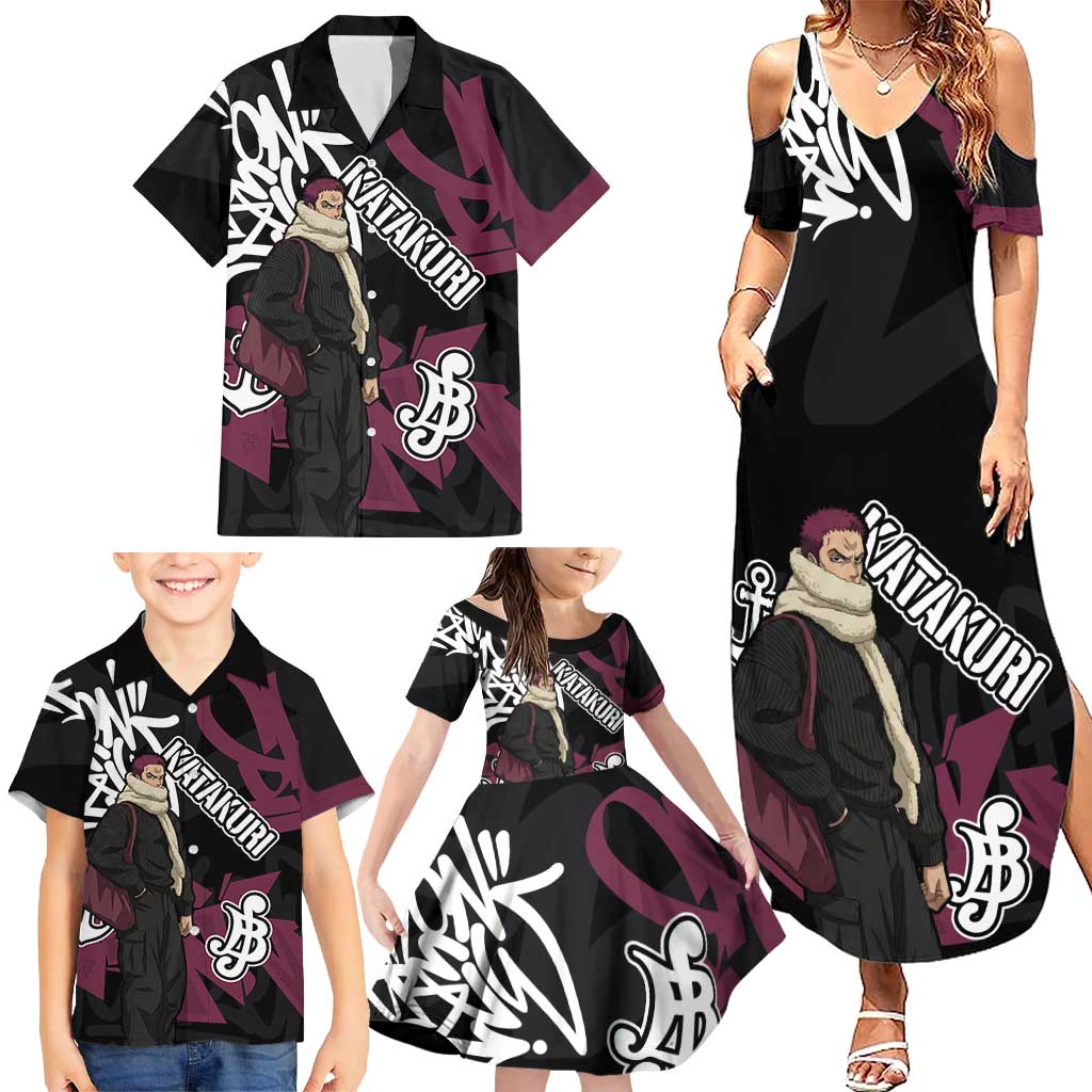 Charlotte Katakuri One Piece Family Matching Summer Maxi Dress and Hawaiian Shirt Graffiti Street Art Anime Collage