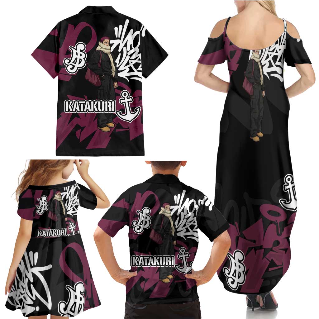 Charlotte Katakuri One Piece Family Matching Summer Maxi Dress and Hawaiian Shirt Graffiti Street Art Anime Collage