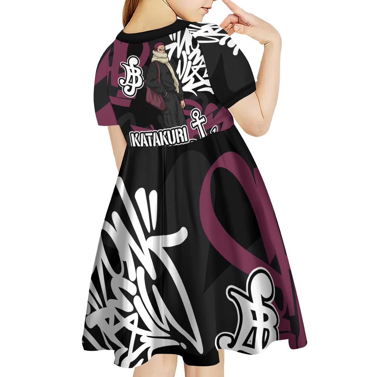 Charlotte Katakuri One Piece Kid Short Sleeve Dress Graffiti Street Art Anime Collage