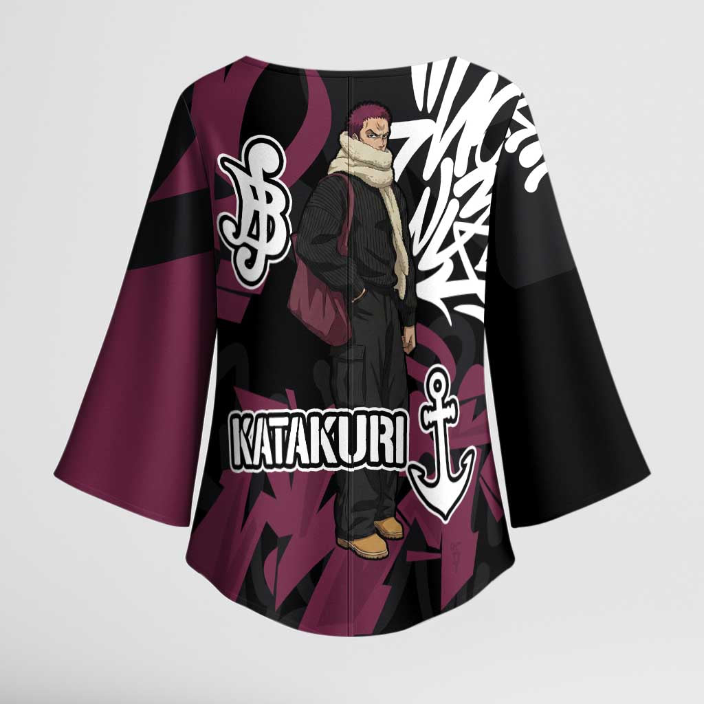 Charlotte Katakuri One Piece Kimono Sleeve Blouse Graffiti Street Art Anime Collage