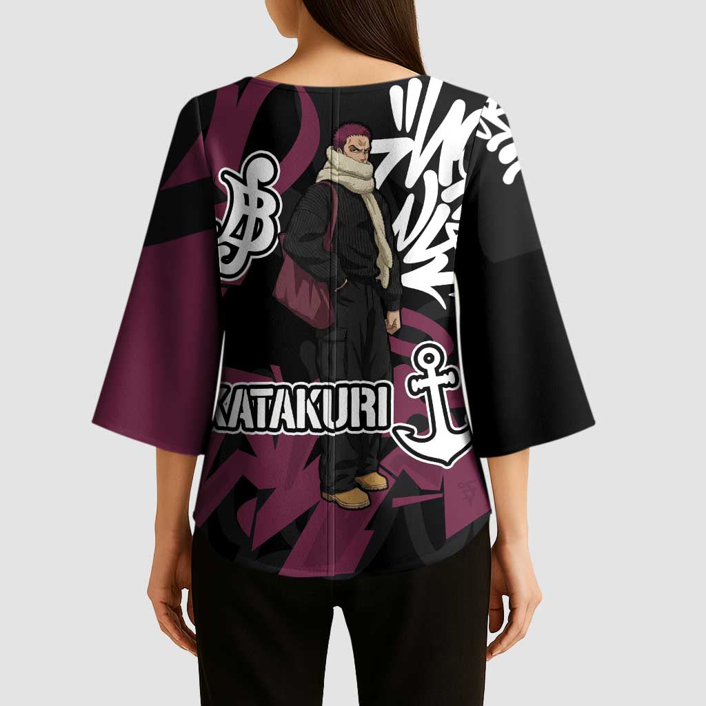 Charlotte Katakuri One Piece Kimono Sleeve Blouse Graffiti Street Art Anime Collage