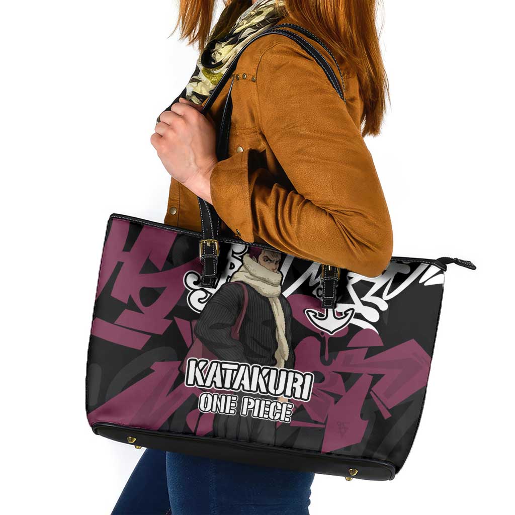 Charlotte Katakuri One Piece Leather Tote Bag Graffiti Street Art Anime Collage