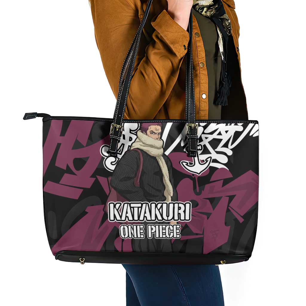 Charlotte Katakuri One Piece Leather Tote Bag Graffiti Street Art Anime Collage