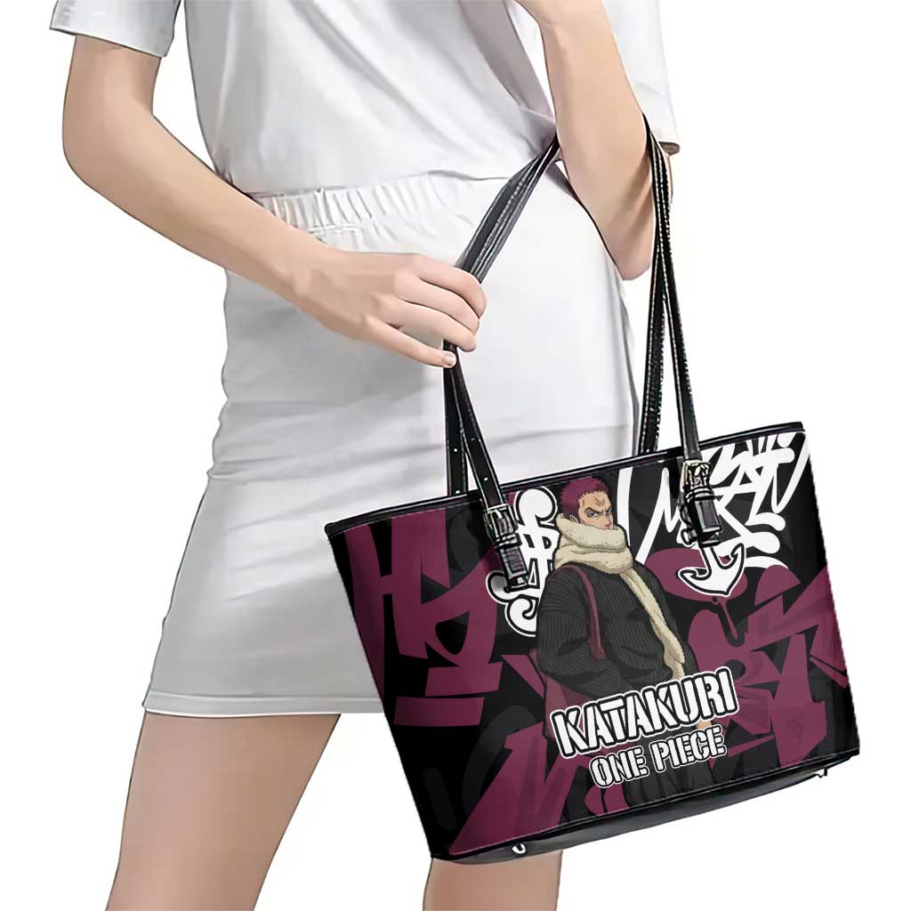 Charlotte Katakuri One Piece Leather Tote Bag Graffiti Street Art Anime Collage