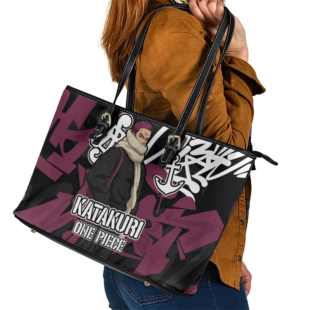 Charlotte Katakuri One Piece Leather Tote Bag Graffiti Street Art Anime Collage