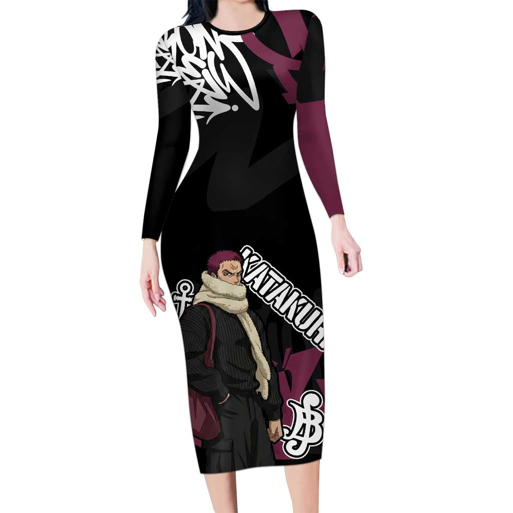 Charlotte Katakuri One Piece Long Sleeve Bodycon Dress Graffiti Street Art Anime Collage