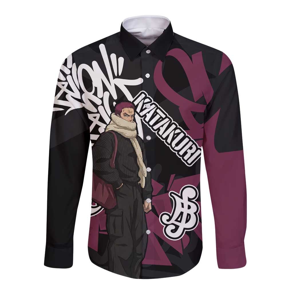 Charlotte Katakuri One Piece Long Sleeve Button Shirt Graffiti Street Art Anime Collage