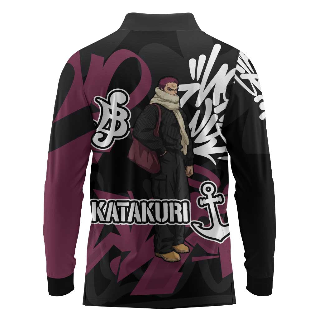 Charlotte Katakuri One Piece Long Sleeve Polo Shirt Graffiti Street Art Anime Collage