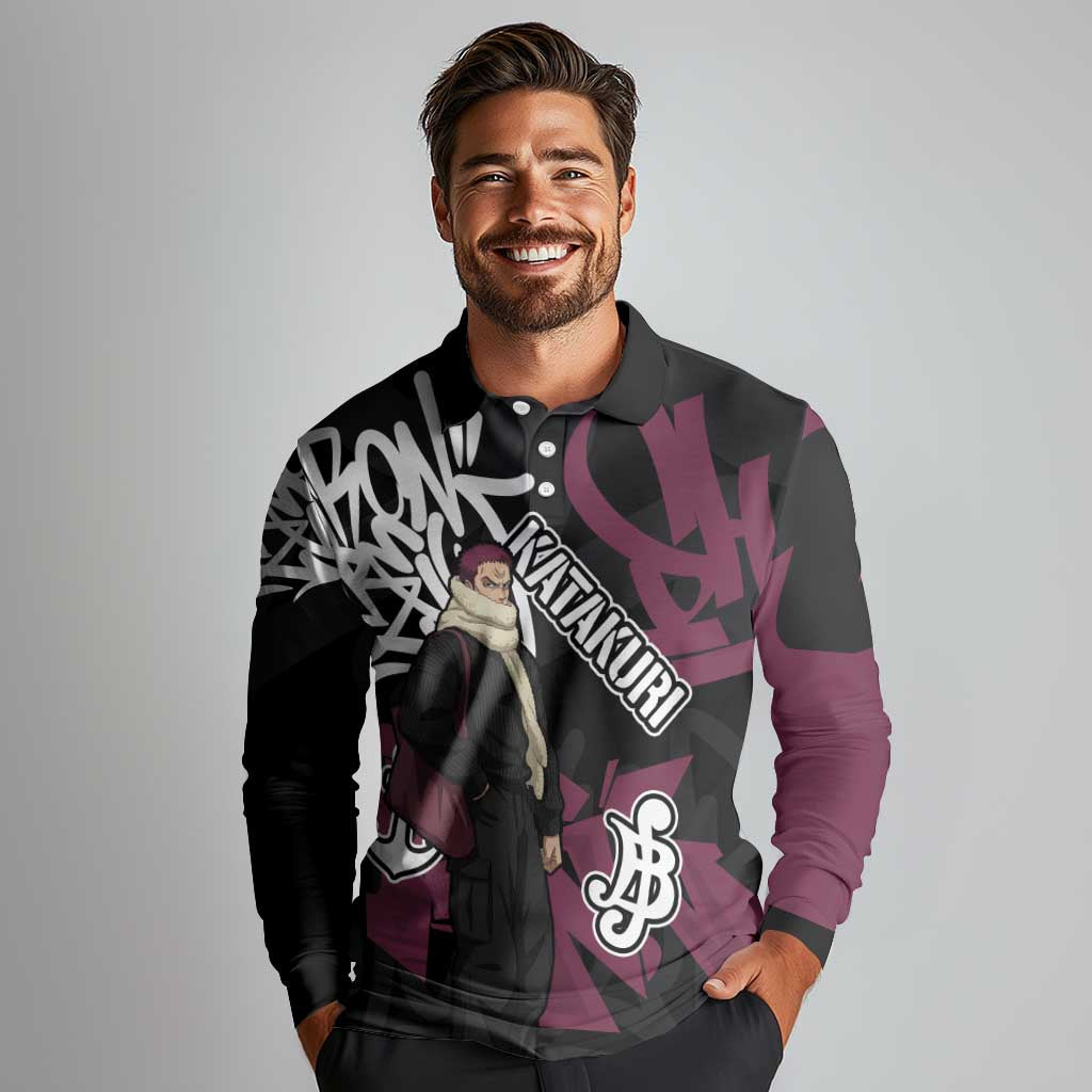 Charlotte Katakuri One Piece Long Sleeve Polo Shirt Graffiti Street Art Anime Collage