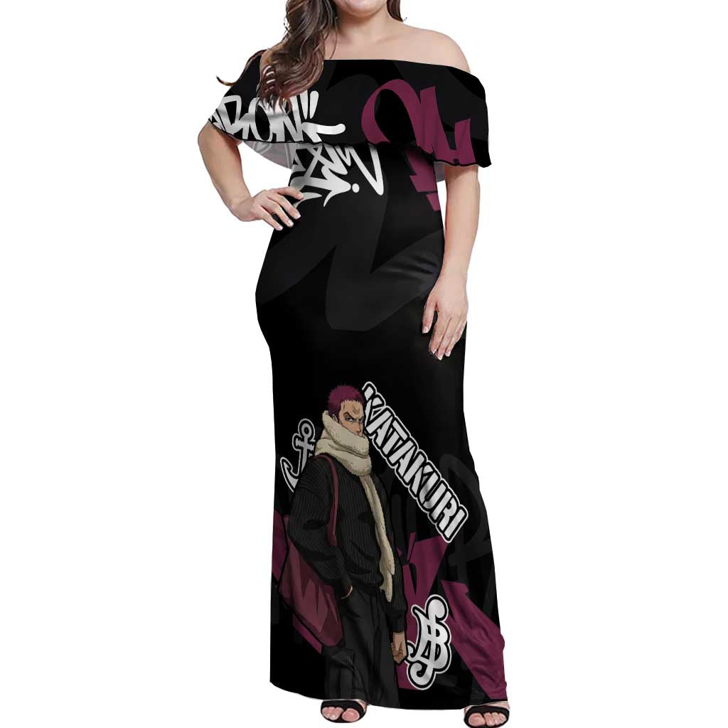 Charlotte Katakuri One Piece Off Shoulder Maxi Dress Graffiti Street Art Anime Collage