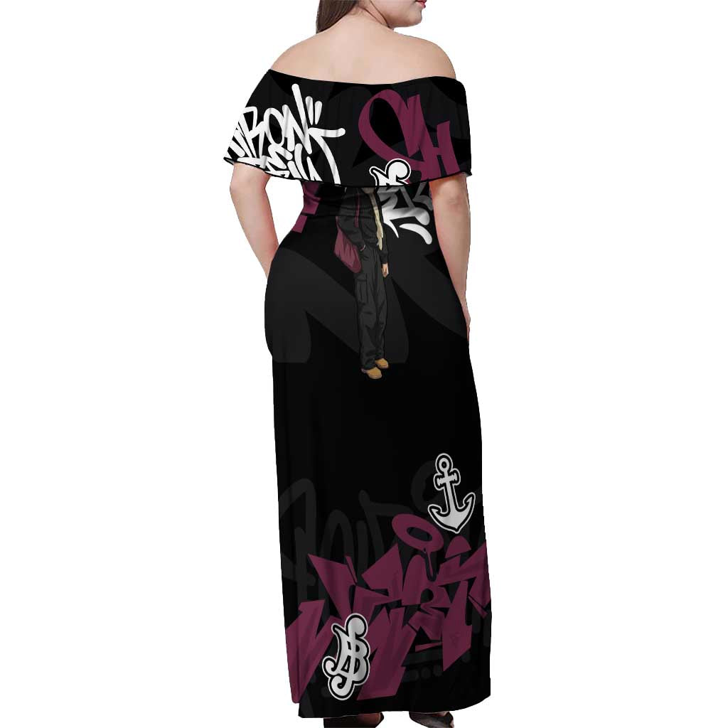 Charlotte Katakuri One Piece Off Shoulder Maxi Dress Graffiti Street Art Anime Collage