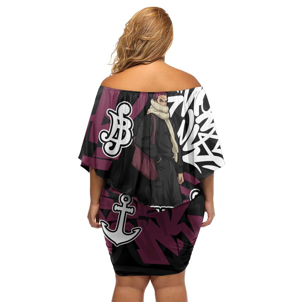 Charlotte Katakuri One Piece Off Shoulder Short Dress Graffiti Street Art Anime Collage