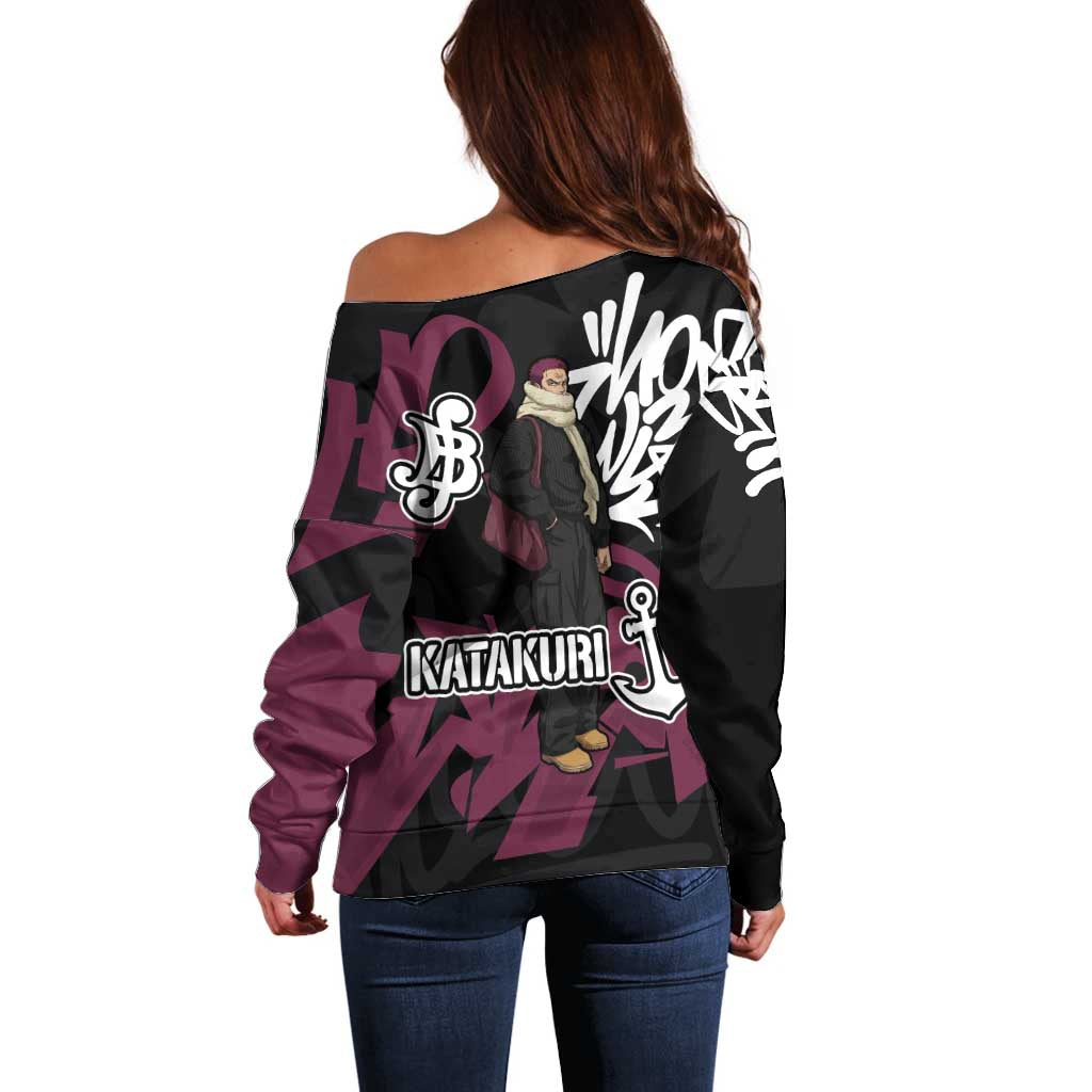 Charlotte Katakuri One Piece Off Shoulder Sweater Graffiti Street Art Anime Collage