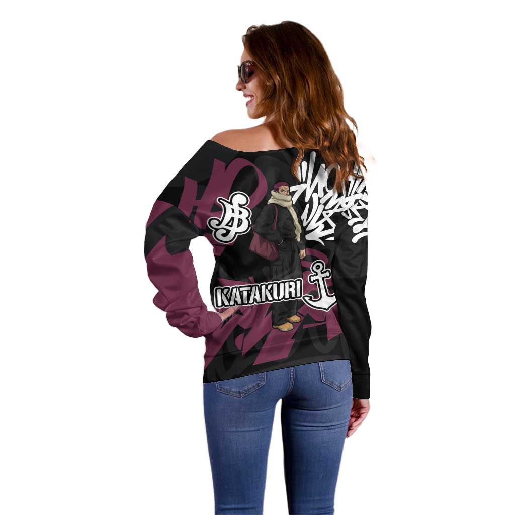 Charlotte Katakuri One Piece Off Shoulder Sweater Graffiti Street Art Anime Collage
