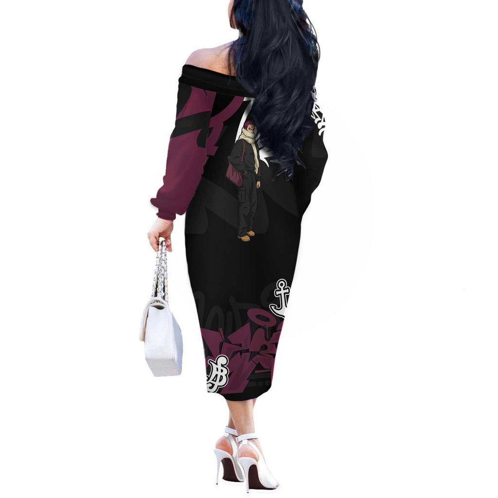 Charlotte Katakuri One Piece Off The Shoulder Long Sleeve Dress Graffiti Street Art Anime Collage