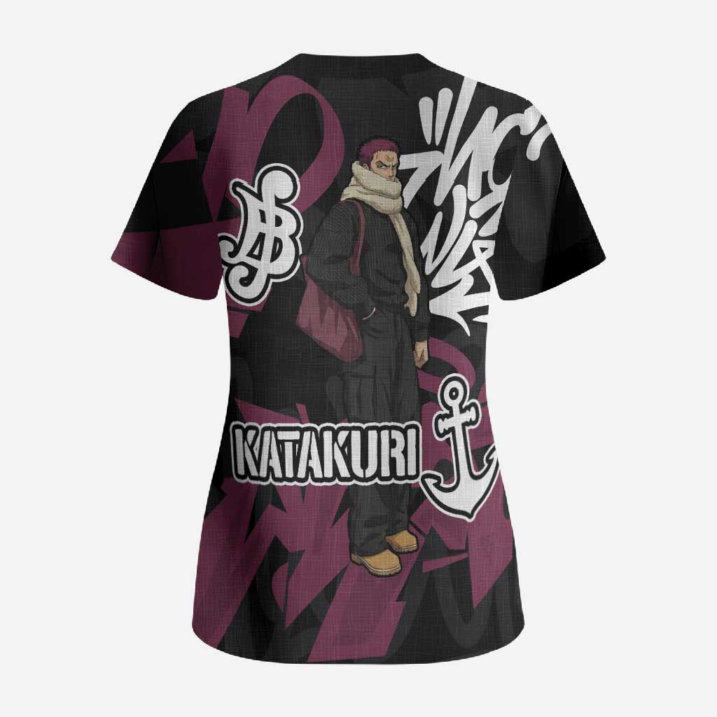 Charlotte Katakuri One Piece Scrub Top Graffiti Street Art Anime Collage