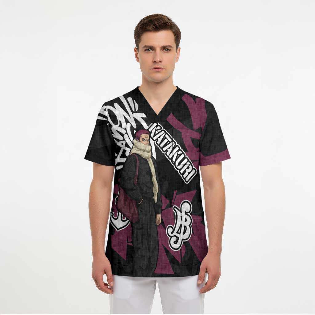 Charlotte Katakuri One Piece Scrub Top Graffiti Street Art Anime Collage