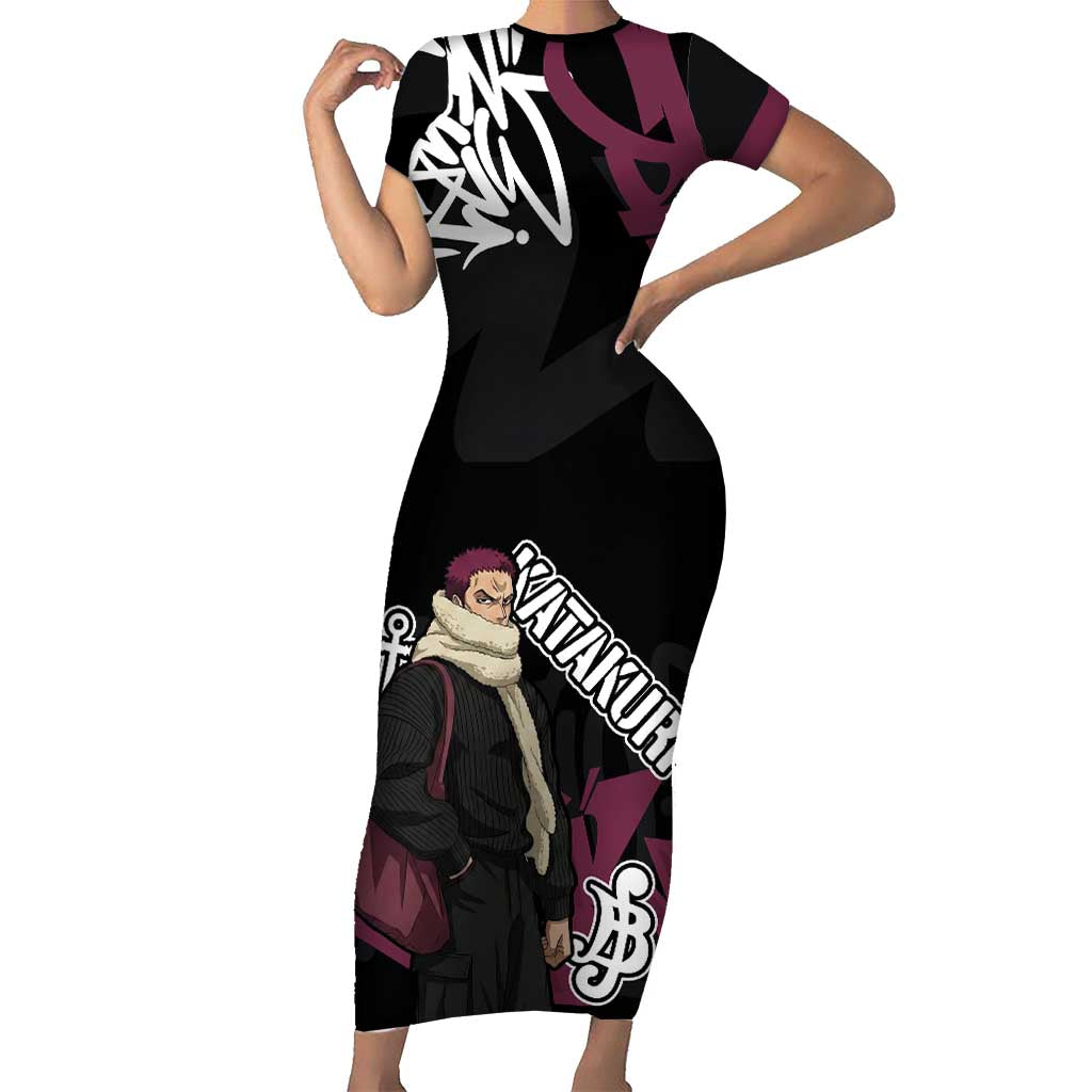 Charlotte Katakuri One Piece Short Sleeve Bodycon Dress Graffiti Street Art Anime Collage