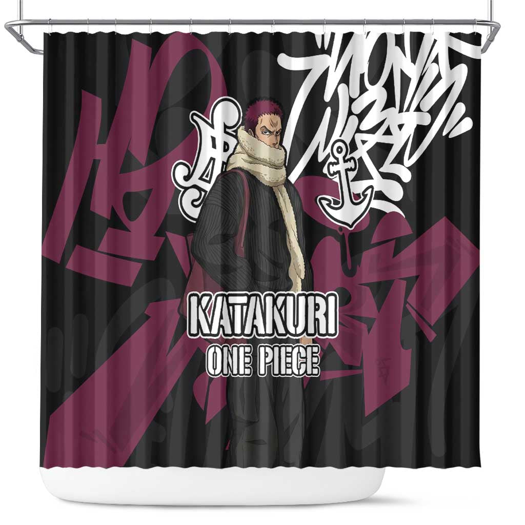 Charlotte Katakuri One Piece Shower Curtain Graffiti Street Art Anime Collage