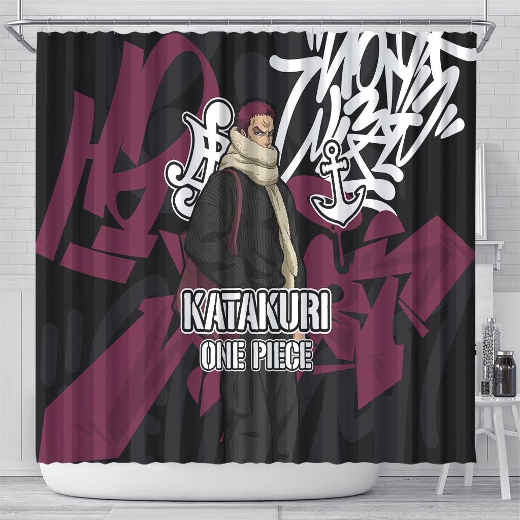 Charlotte Katakuri One Piece Shower Curtain Graffiti Street Art Anime Collage