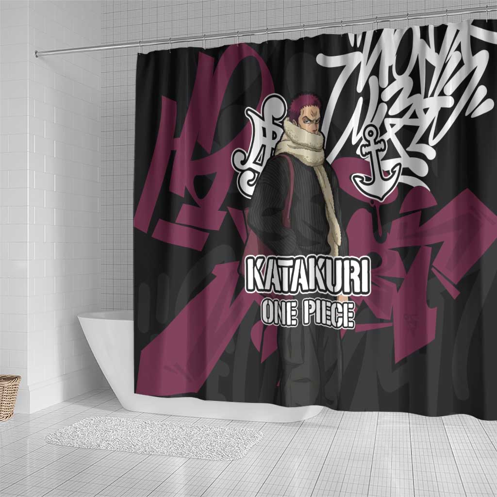 Charlotte Katakuri One Piece Shower Curtain Graffiti Street Art Anime Collage