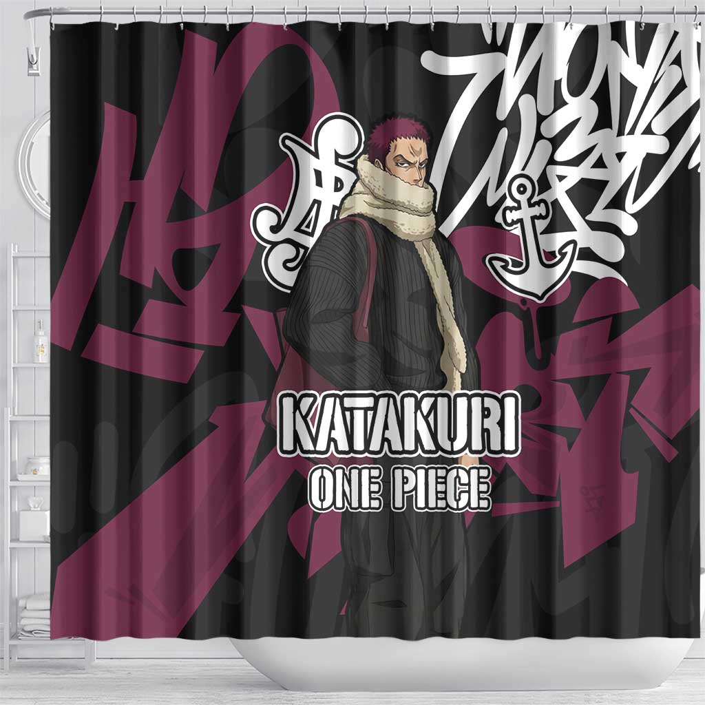 Charlotte Katakuri One Piece Shower Curtain Graffiti Street Art Anime Collage