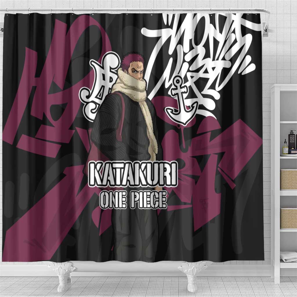 Charlotte Katakuri One Piece Shower Curtain Graffiti Street Art Anime Collage