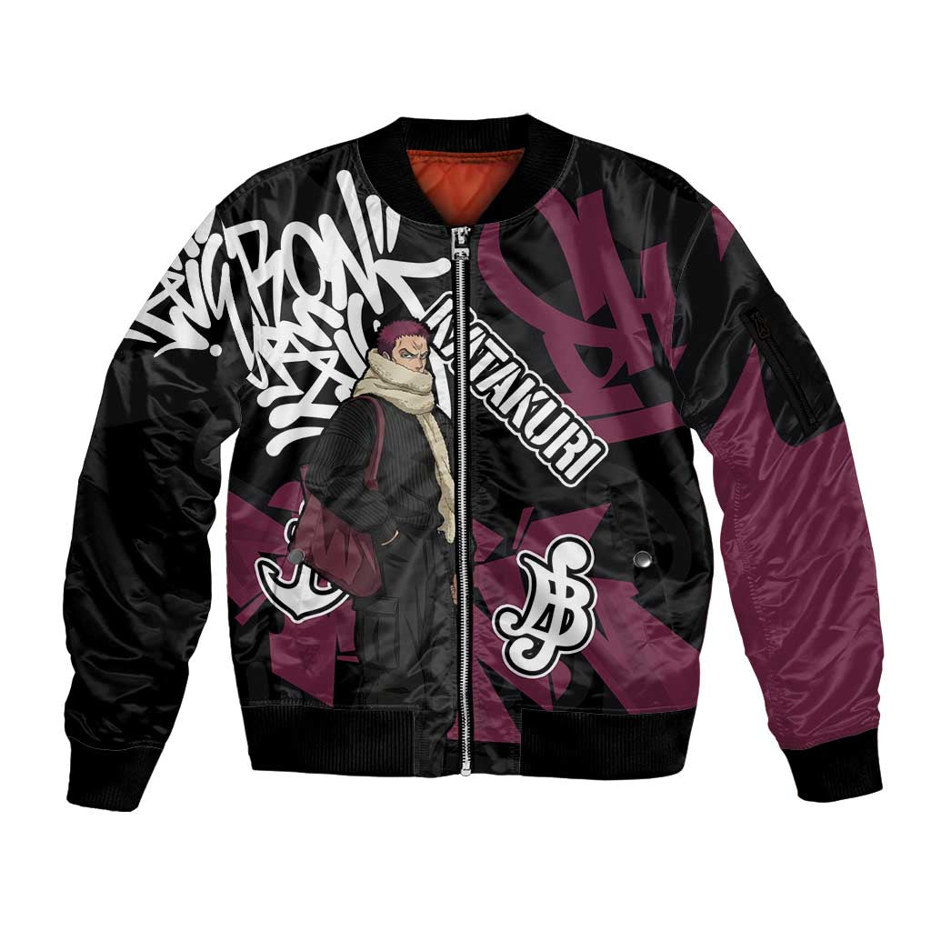 Charlotte Katakuri One Piece Sleeve Zip Bomber Jacket Graffiti Street Art Anime Collage