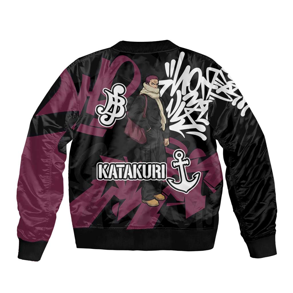 Charlotte Katakuri One Piece Sleeve Zip Bomber Jacket Graffiti Street Art Anime Collage