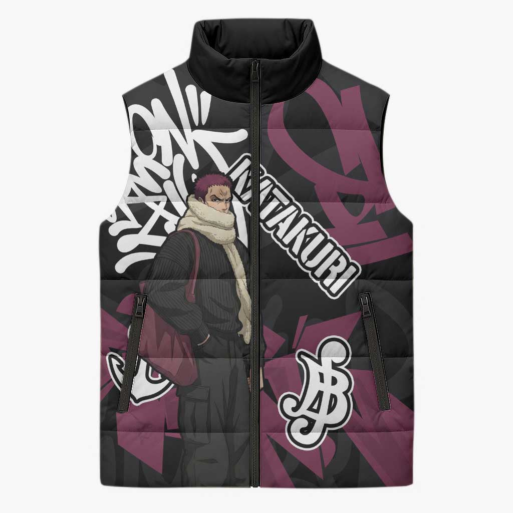 Charlotte Katakuri One Piece Sleeveless Puffer Jacket Graffiti Street Art Anime Collage