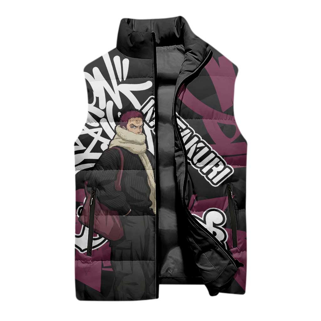 Charlotte Katakuri One Piece Sleeveless Puffer Jacket Graffiti Street Art Anime Collage