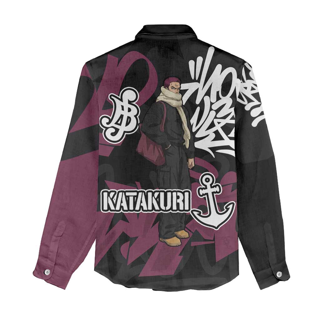 Charlotte Katakuri One Piece Women Casual Shirt Graffiti Street Art Anime Collage