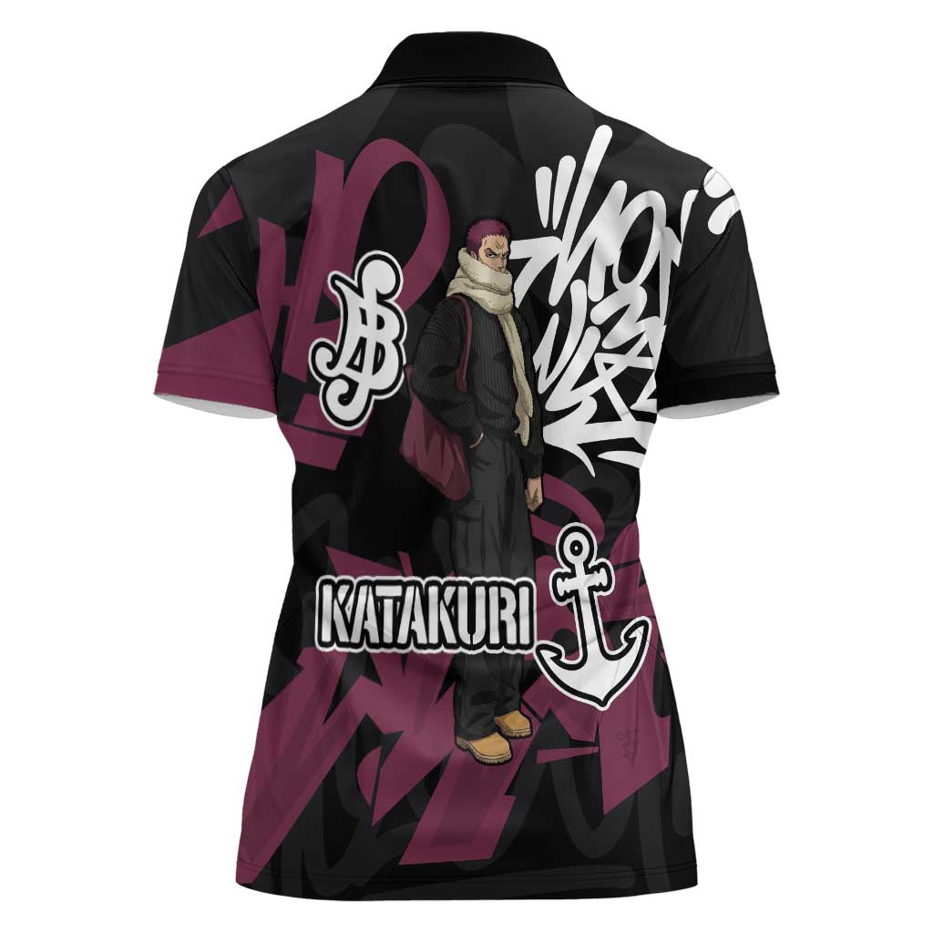 Charlotte Katakuri One Piece Women Polo Shirt Graffiti Street Art Anime Collage
